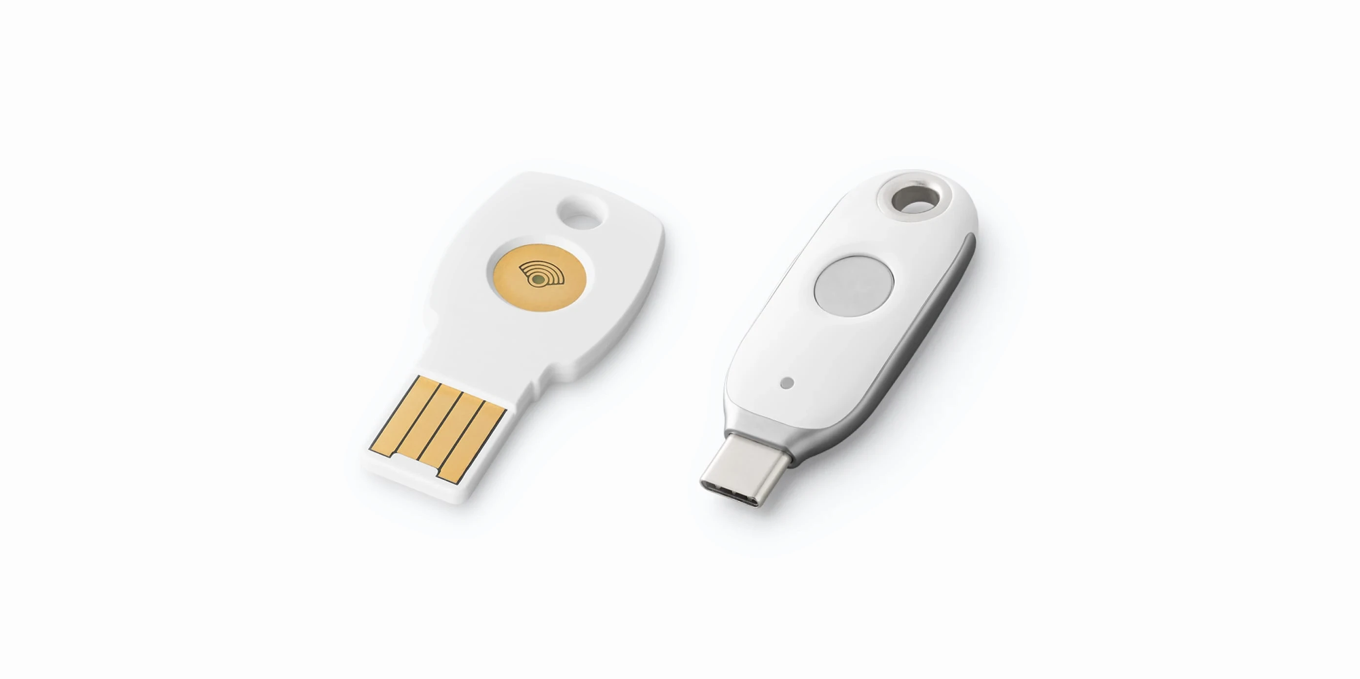 Two Titan security keys, one USB-A and one USB-C